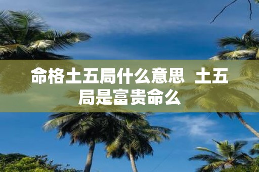 命格土五局什么意思 土五局是富贵命么