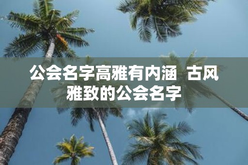 公会名字高雅有内涵 古风雅致的公会名字