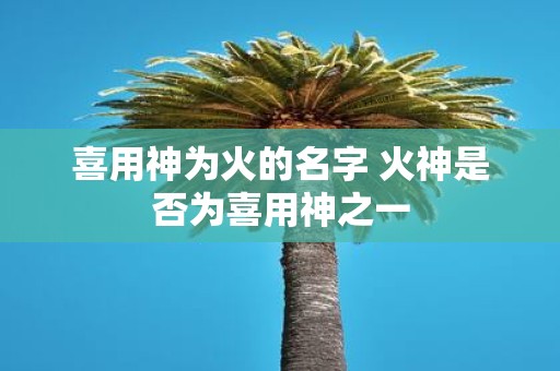 喜用神为火的名字 火神是否为喜用神之一
