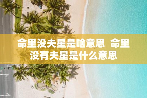 命里没夫星是啥意思 命里没有夫星是什么意思