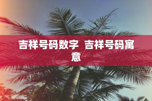 吉祥号码数字 吉祥号码寓意