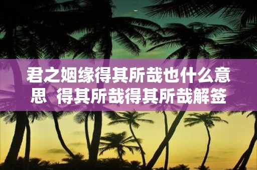 君之姻缘得其所哉也什么意思 得其所哉得其所哉解签