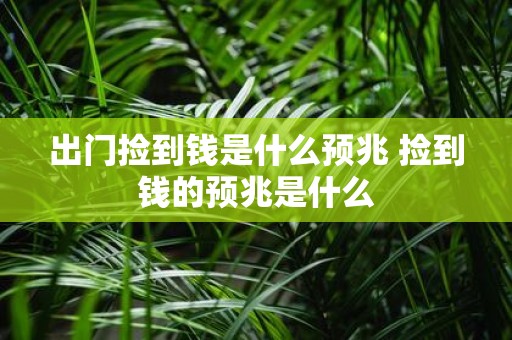 出门捡到钱是什么预兆 捡到钱的预兆是什么