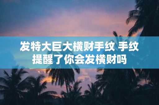 发特大巨大横财手纹 手纹提醒了你会发横财吗