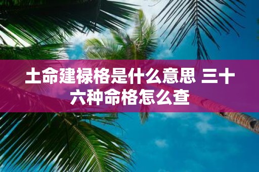 土命建禄格是什么意思 三十六种命格怎么查