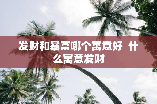 发财和暴富哪个寓意好 什么寓意发财