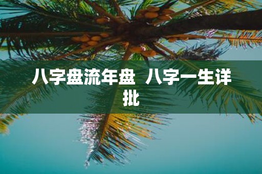 八字盘流年盘 八字一生详批