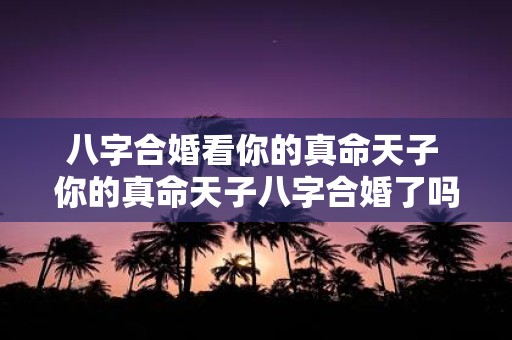 八字合婚看你的真命天子 你的真命天子八字合婚了吗
