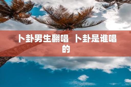 卜卦男生翻唱 卜卦是谁唱的