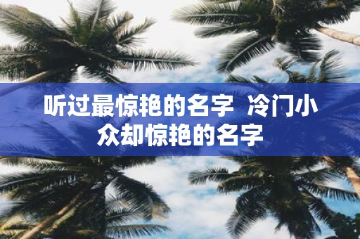 听过最惊艳的名字 冷门小众却惊艳的名字