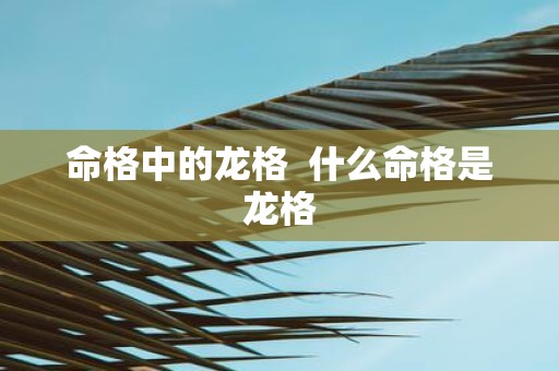 命格中的龙格 什么命格是龙格