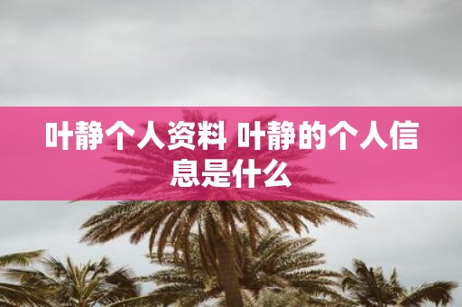 叶静个人资料 叶静的个人信息是什么