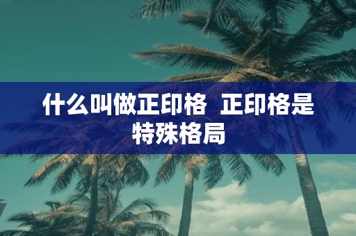 什么叫做正印格 正印格是特殊格局