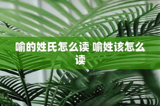 喻的姓氏怎么读 喻姓该怎么读