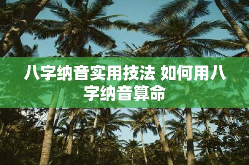 八字纳音实用技法 如何用八字纳音算命