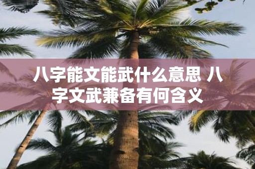 八字能文能武什么意思 八字文武兼备有何含义