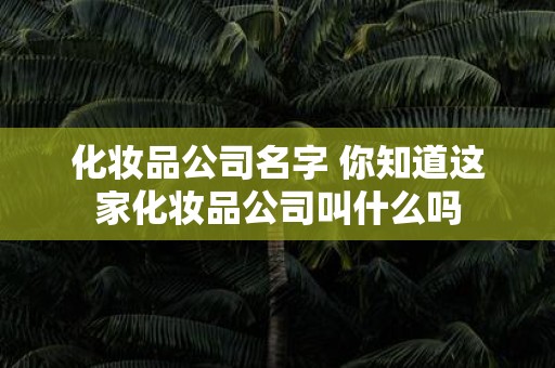 化妆品公司名字 你知道这家化妆品公司叫什么吗