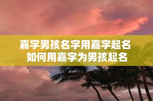 嘉字男孩名字用嘉字起名 如何用嘉字为男孩起名