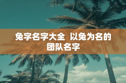 兔字名字大全 以兔为名的团队名字