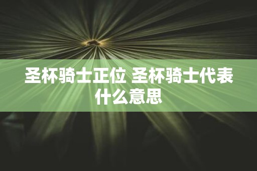 圣杯骑士正位 圣杯骑士代表什么意思