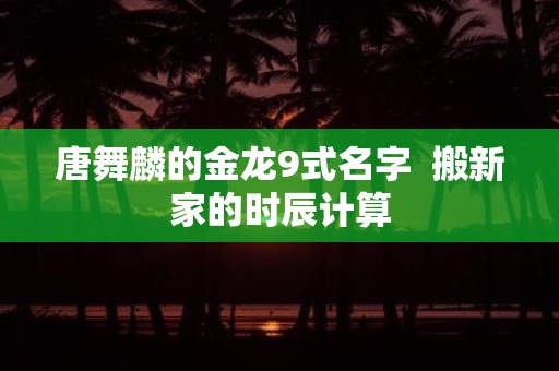 唐舞麟的金龙9式名字 搬新家的时辰计算