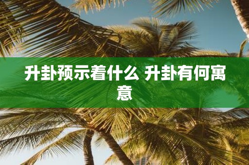 升卦预示着什么 升卦有何寓意