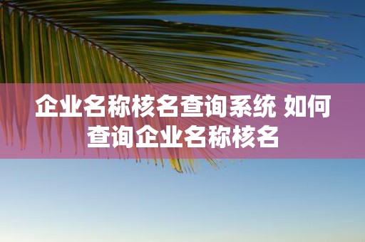 企业名称核名查询系统 如何查询企业名称核名