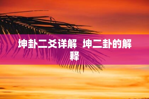 坤卦二爻详解 坤二卦的解释