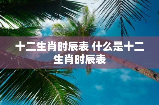 十二生肖时辰表 什么是十二生肖时辰表