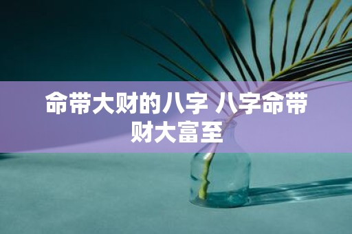 命带大财的八字 八字命带财大富至