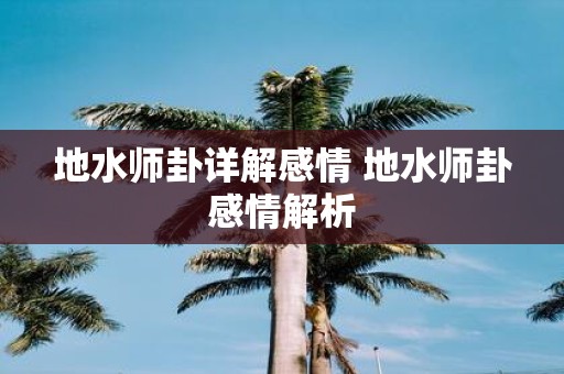 地水师卦详解感情 地水师卦感情解析