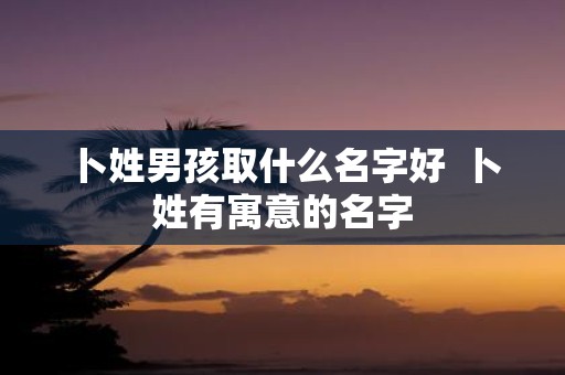 卜姓男孩取什么名字好 卜姓有寓意的名字