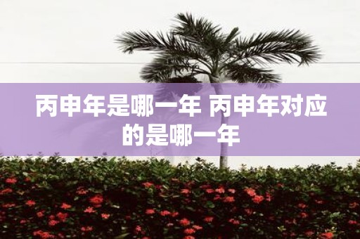 丙申年是哪一年 丙申年对应的是哪一年