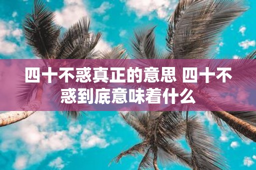 四十不惑真正的意思 四十不惑到底意味着什么