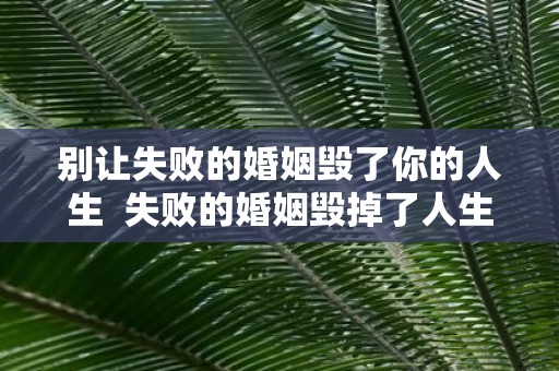 别让失败的婚姻毁了你的人生 失败的婚姻毁掉了人生