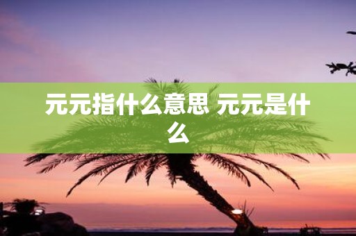 元元指什么意思 元元是什么