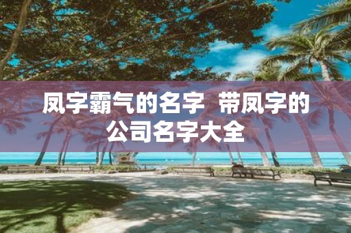 凤字霸气的名字 带凤字的公司名字大全