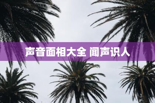 声音面相大全 闻声识人