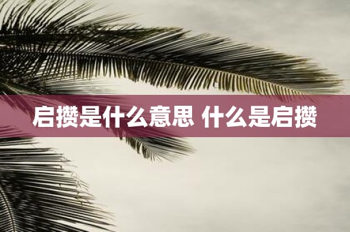 启攒是什么意思 什么是启攒
