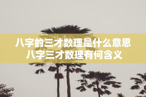 八字的三才数理是什么意思 八字三才数理有何含义