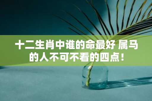 十二生肖中谁的命最好 属马的人不可不看的四点！