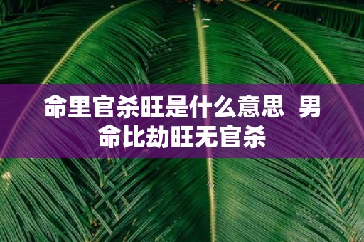 命里官杀旺是什么意思 男命比劫旺无官杀