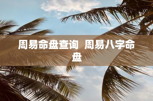 周易命盘查询 周易八字命盘