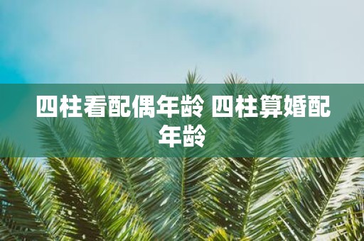 四柱看配偶年龄 四柱算婚配年龄