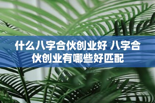 什么八字合伙创业好 八字合伙创业有哪些好匹配