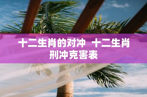 十二生肖的对冲 十二生肖刑冲克害表