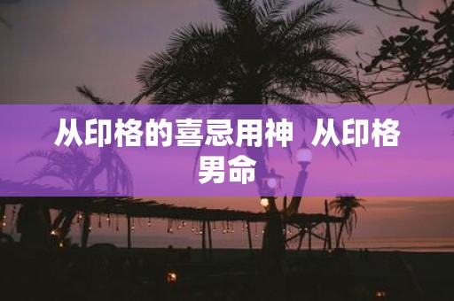 从印格的喜忌用神 从印格男命
