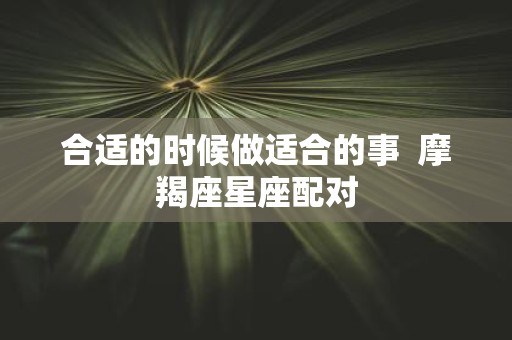 合适的时候做适合的事 摩羯座星座配对