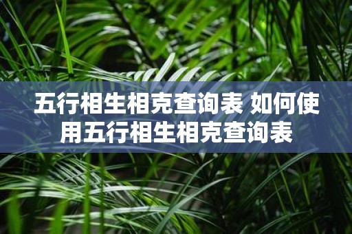 五行相生相克查询表 如何使用五行相生相克查询表