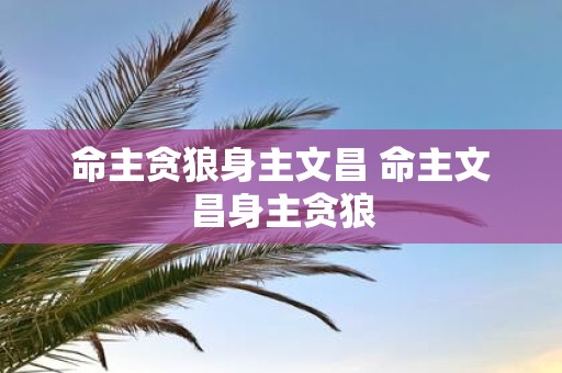 命主贪狼身主文昌 命主文昌身主贪狼